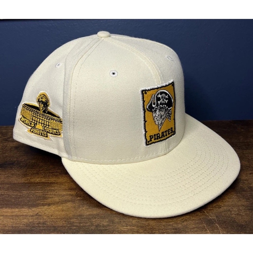 Men's Pirates World Series Cream Hat New Era 59Fifty Cooperstown Collection Sz 8